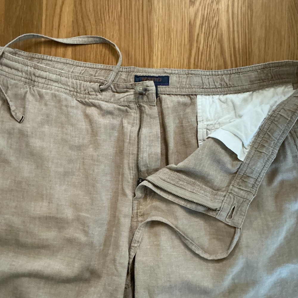 Broletto Linen Shorts Men's XL Beige Drawstring Zip Fly Summer Casual - Picture 2 of 8